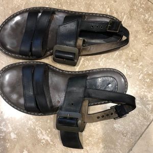 Marni brown leather sandals with silver buckle, size 38